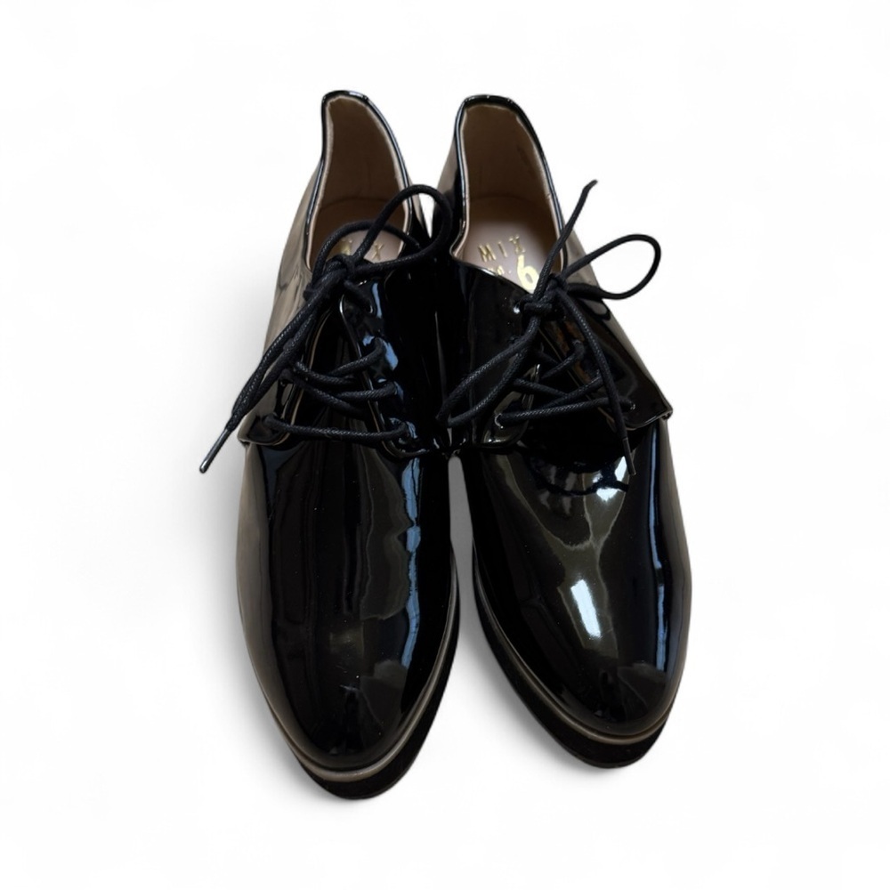 Mix No. 6 Black Patent Wedge Oxford Shoes Size 8.5 Women’s New
